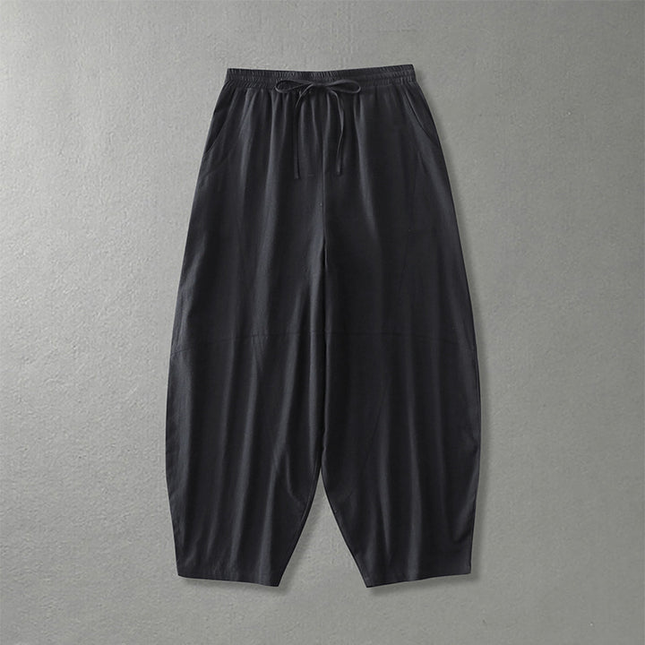 Damen weite Haremshose aus leichtem Satin mit Tunnelzug und seitlichen Taschen Drune