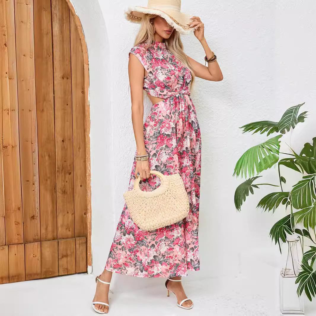 Damen Maxi-Kleid mit floralem Design und seitlichem Schlitz Drune