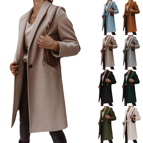 Damen eleganter Longblazer mit schmalem Schnitt und praktischen Taschen Drune