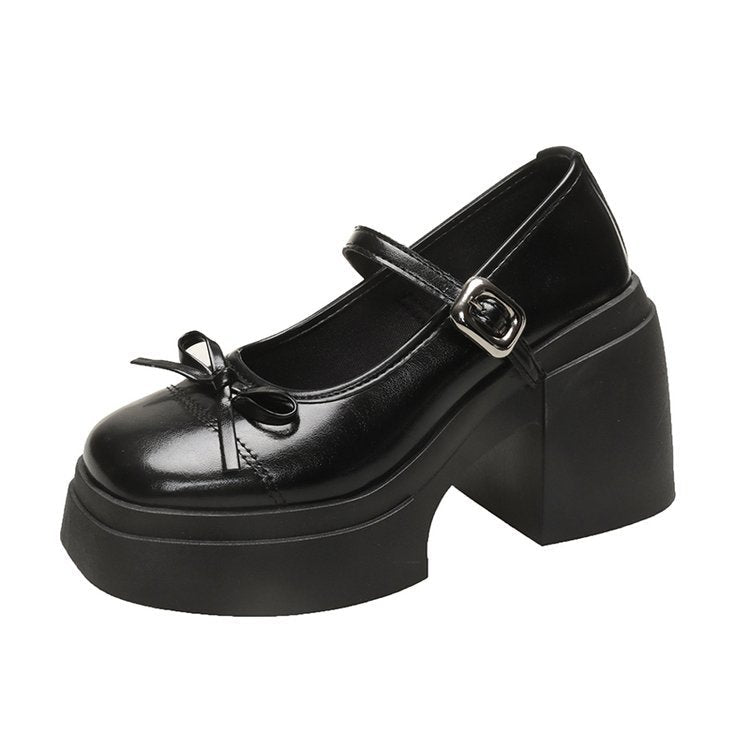 Damen Plateau-Pumps mit Riemchen und Schleifendetail Drune