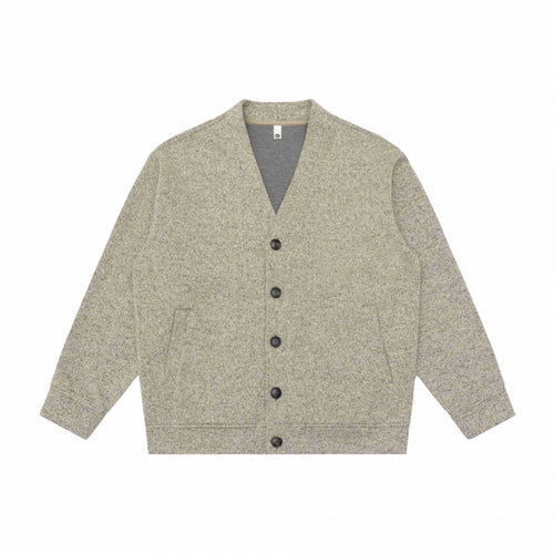 Unisex Oversize-Strickcardigan mit V‑Ausschnitt, durchgehender Knopfleiste und aufgesetzten Eingrifftaschen Drune