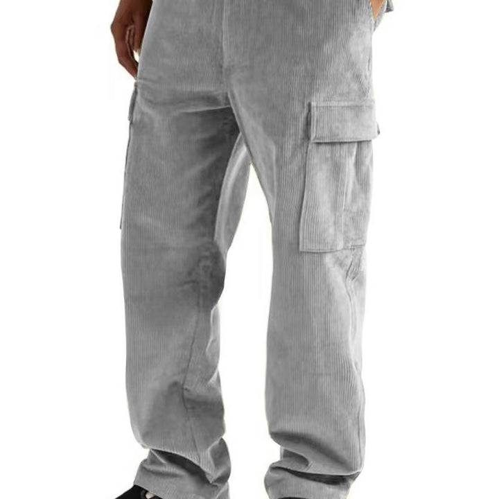 Herren nan Cord-Cargo-Jogginghose mit elastischem Bund, Kordelzug und aufgesetzten Klappentaschen Drune