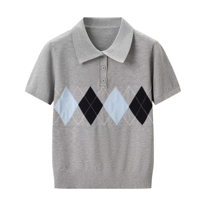 Damen Poloshirt mit modernem Rautenmuster und feinem Baumwollstoff Drune