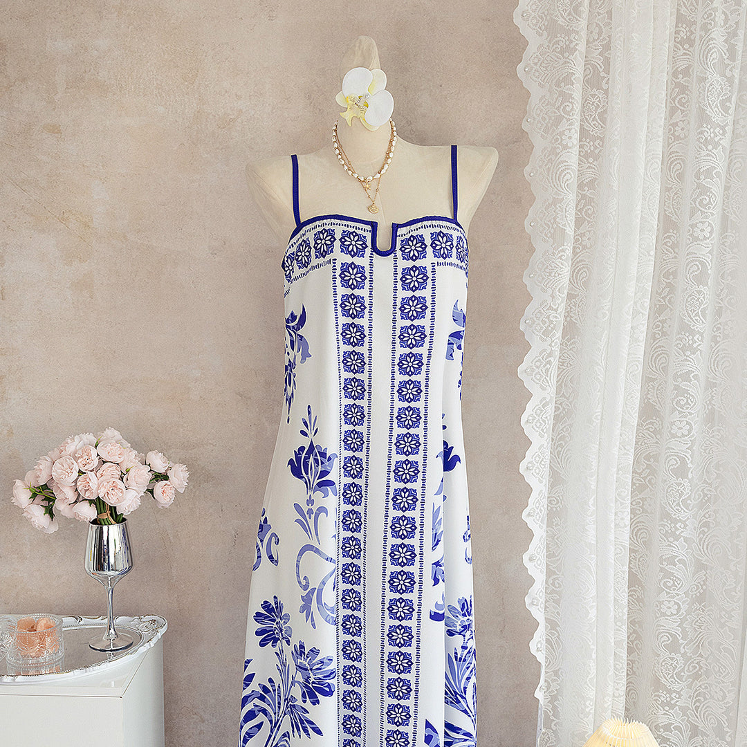 Damen Sommerkleid mit floralen Mustern und leichter luftiger Passform Drune