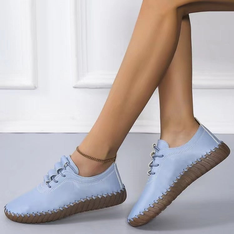 Damen bequeme Schnürschuhe aus hochwertigem Leder mit ergonomischer Sohle Drune