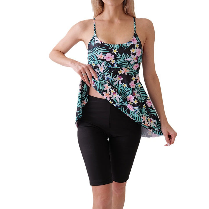 Damen Floral Tankini mit hochtaillierten Shorts Drune