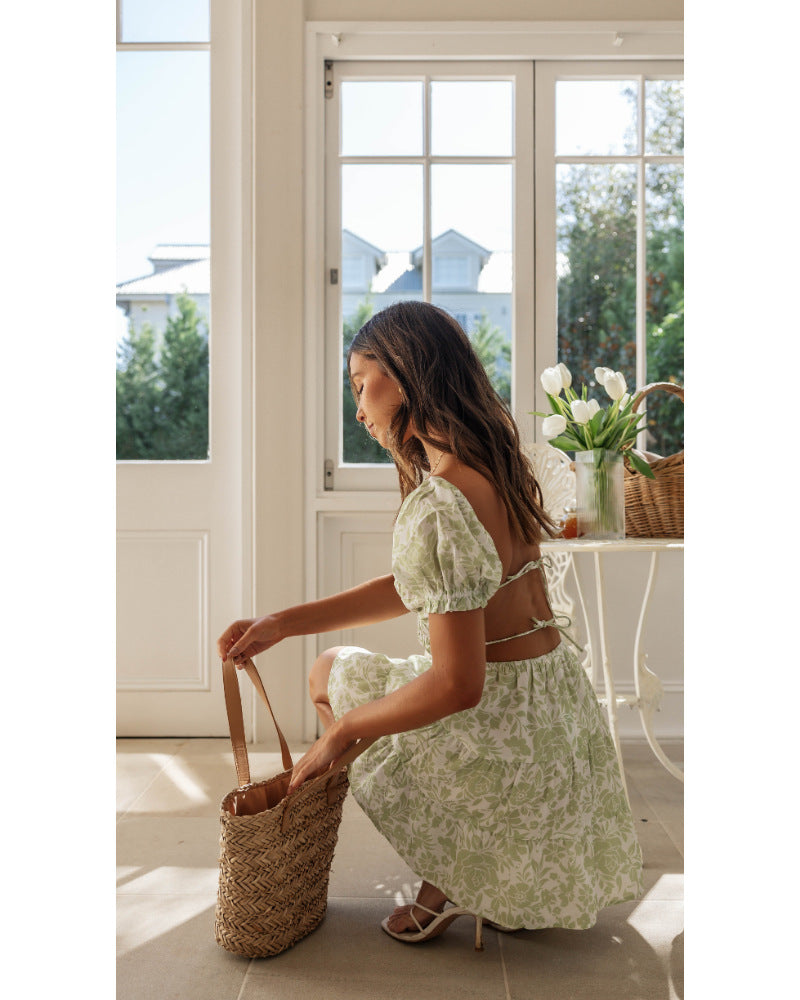 Damen Sommerkleid mit elastischem Oberteil und Rüschendetails Drune