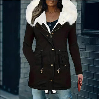 Damen gefütterte Winterjacke mit abnehmbarer Kapuze Drune