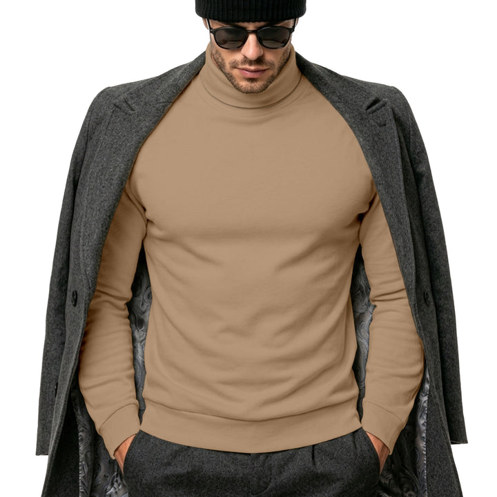 Herren Eleganter Baumwoll-Mix Rollkragenpullover Slim Fit Drune