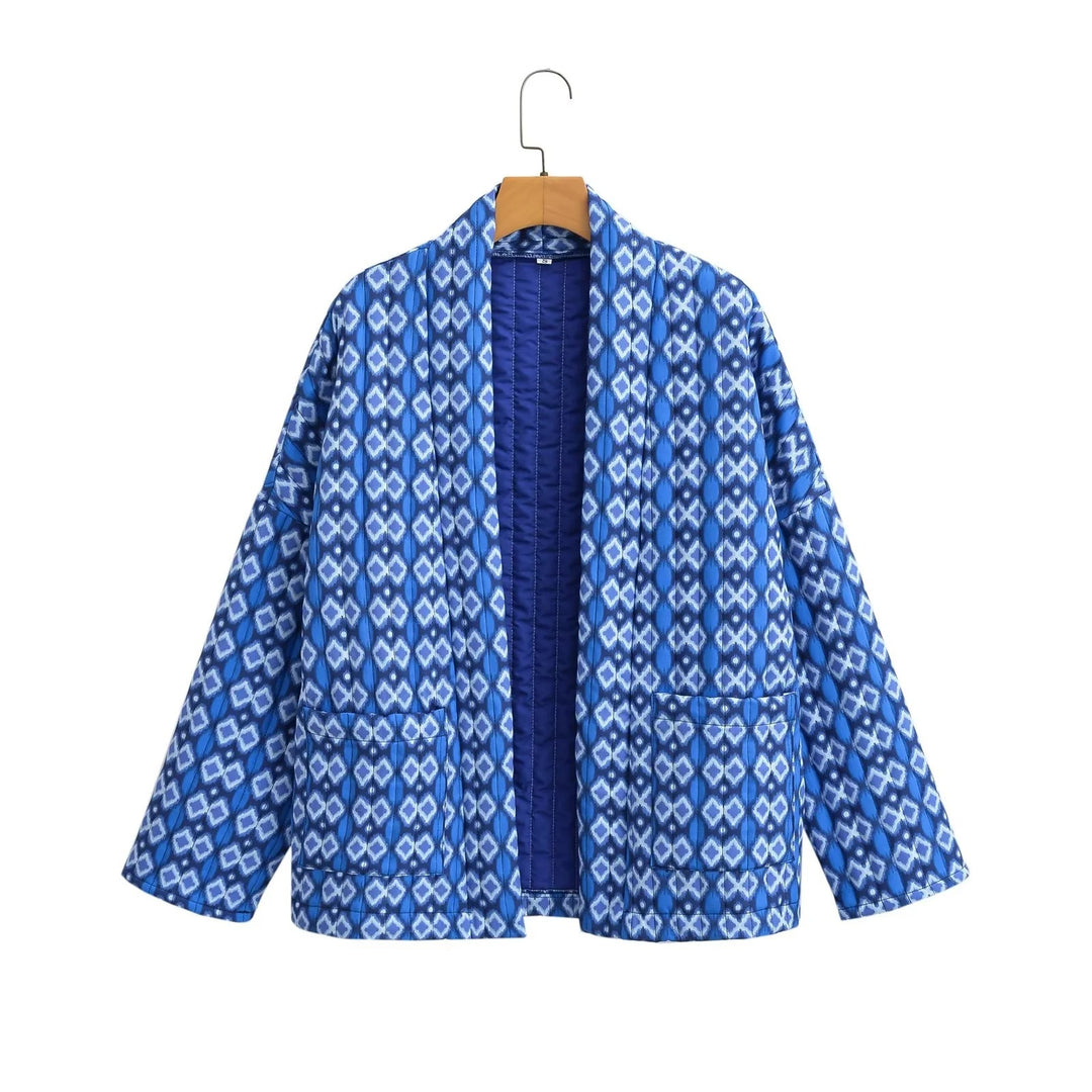Damen gesteppte Kimono-Jacke mit geometrischem Muster Drune