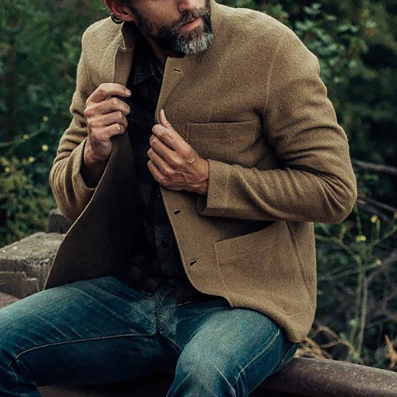 Herren lässige Wolljacke mit modernem Schnitt und praktischen Taschen Drune
