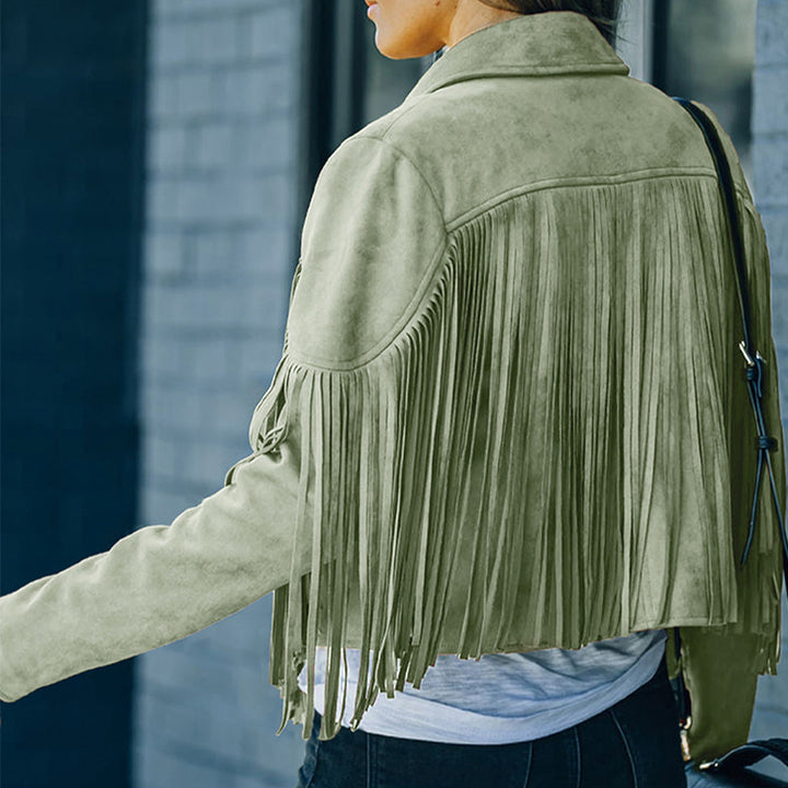 Damen Fransenjacke aus hochwertigem Suede-Mix Drune
