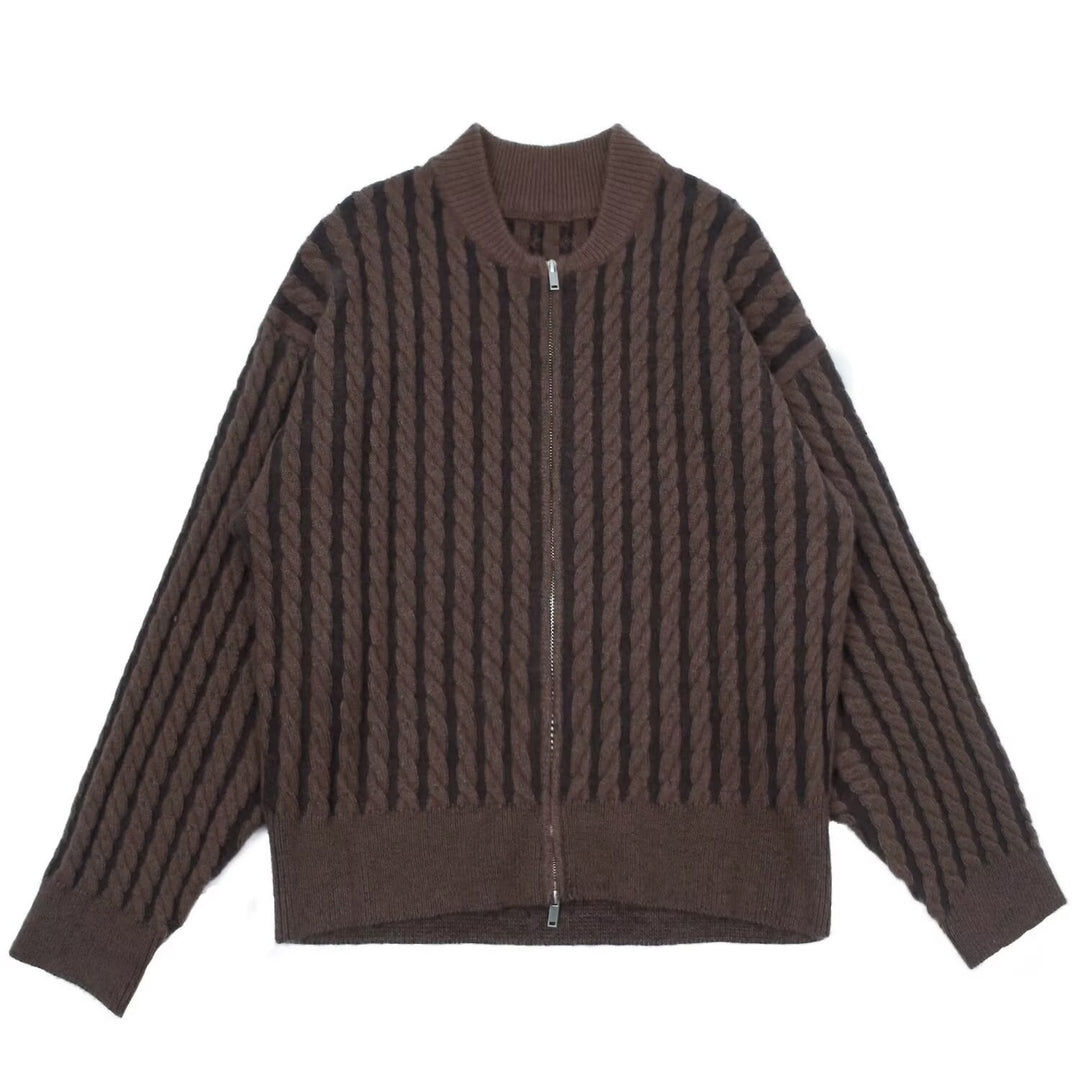Herren Modischer Grobstrick Pullover mit Reißverschluss Drune