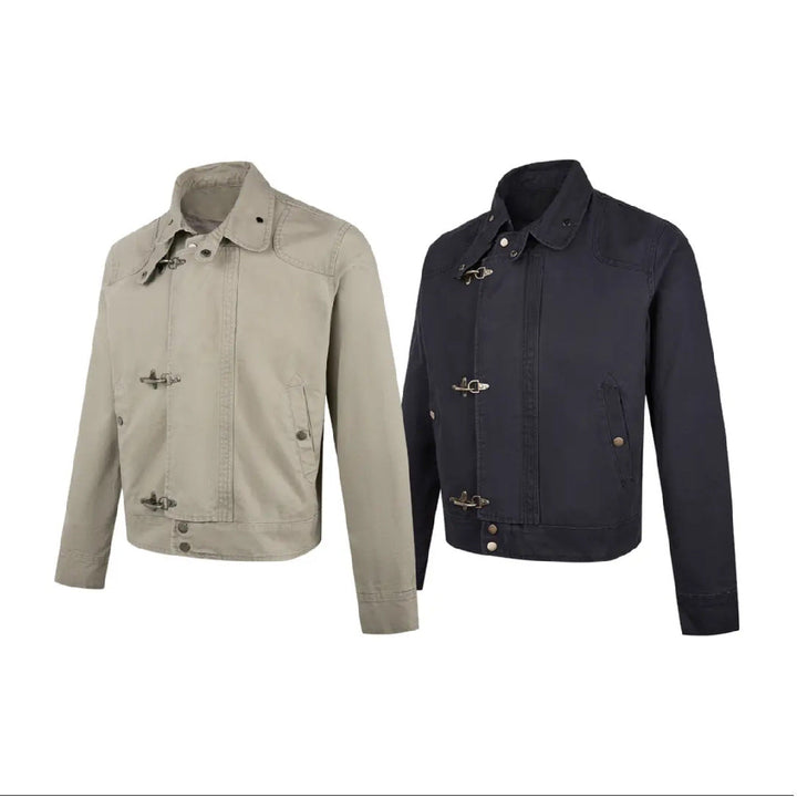 Herren modische Kurzjacke mit innovativen Schnallen und praktischem hochgeschlossenem Kragen Drune