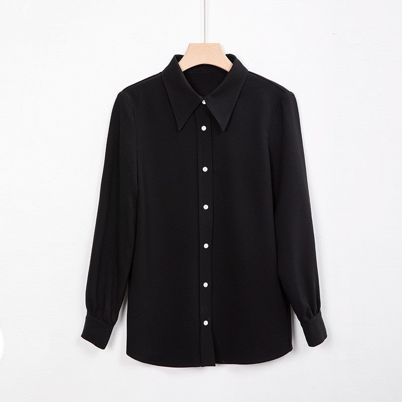 Damen Elegante Langarm Bluse mit Knopfleiste Drune