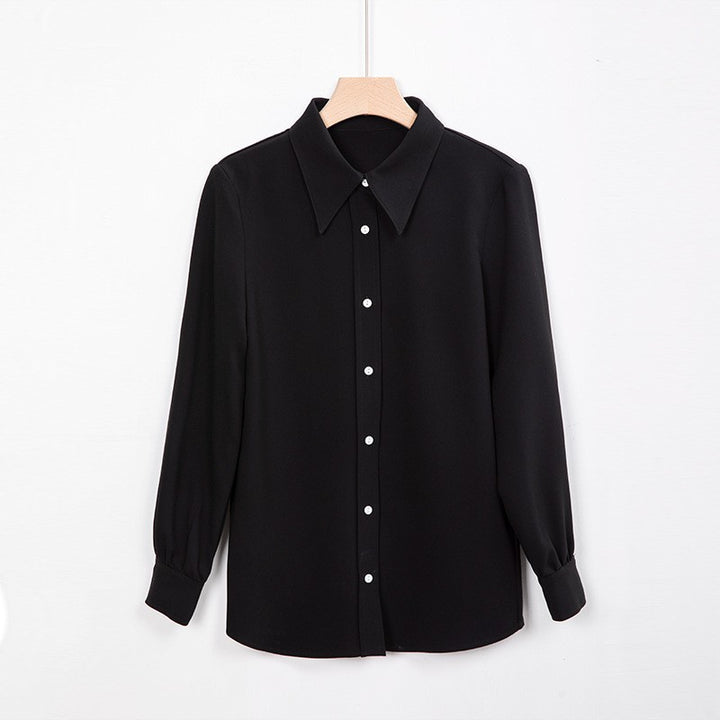 Damen Elegante Langarm Bluse mit Knopfleiste Drune