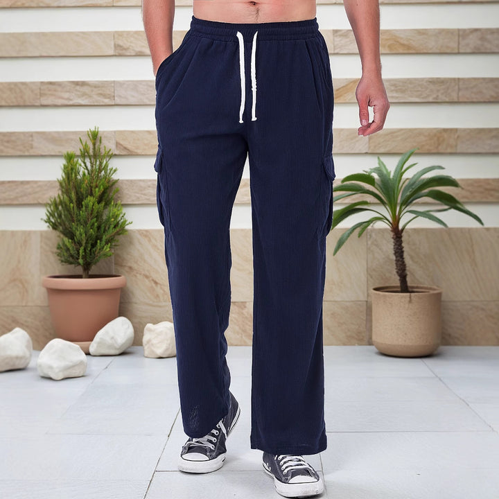 Herren Cord-Optik Cargo-Jogger mit Tunnelzug, elastischem Bund und aufgesetzten Klapptaschen Drune