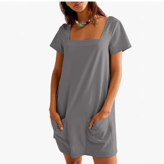 Damen Bequemes Freizeitkleid mit Taschen Drune