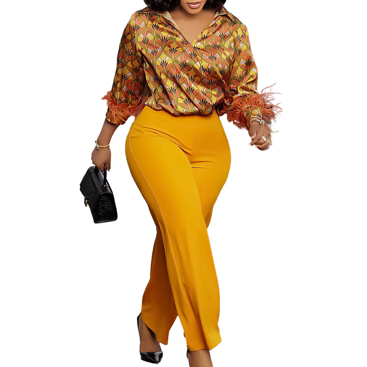Damen Mode Ensemble mit trendigem floralem Muster und eleganten Details Drune
