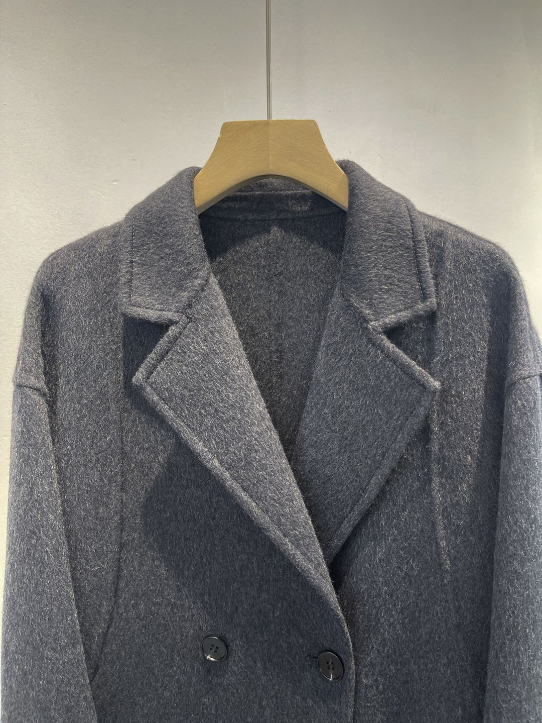 Damen maßgeschneiderter Fleece Doppelreiher Mantel Drune