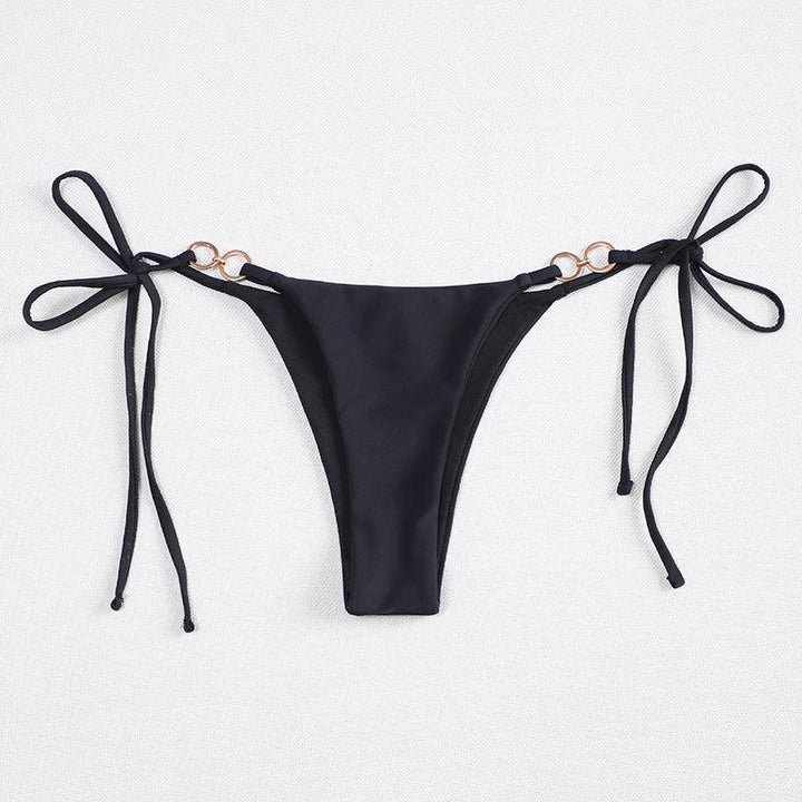 Damen Bikini-Unterteil mit verstellbaren Bindebändern und eleganten Metallringen Drune