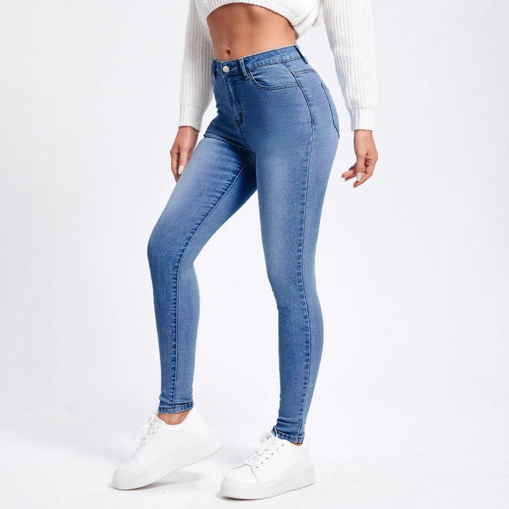 Damen Hochgeschnittene elastische Skinny-Jeans mit hoher Taille und Slim-Fit Drune