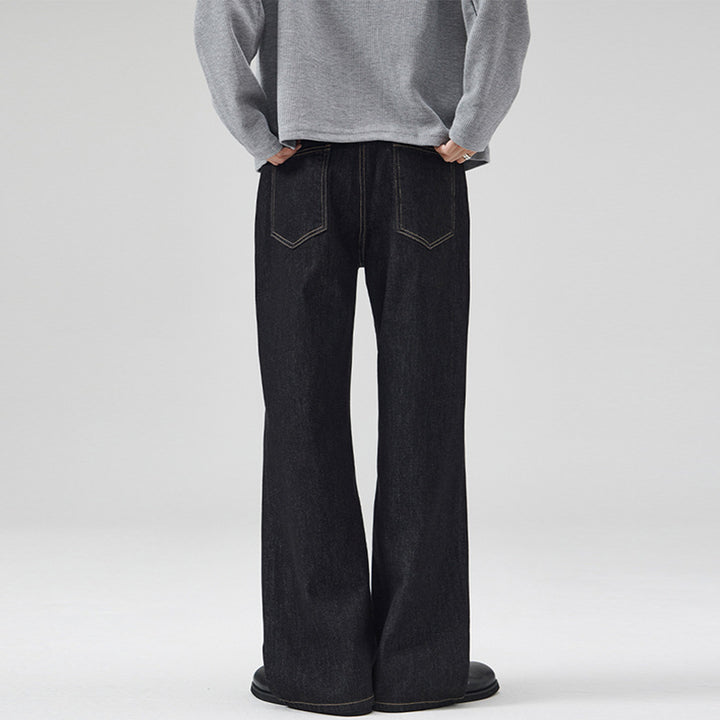 Damen Weite gefütterte Denim-Palazzo-Jeans mit mittelhohem Bund Drune
