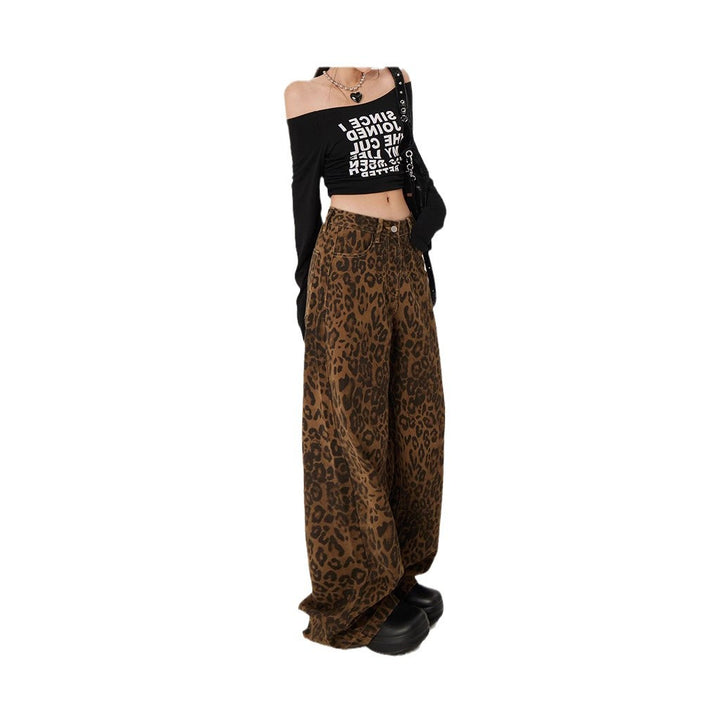 Damen Weite Leoparden-Hosen Drune