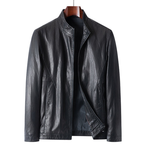 Herren Schmale Blouson-Lederjacke mit Stehkragen und verdecktem Reißverschluss Drune