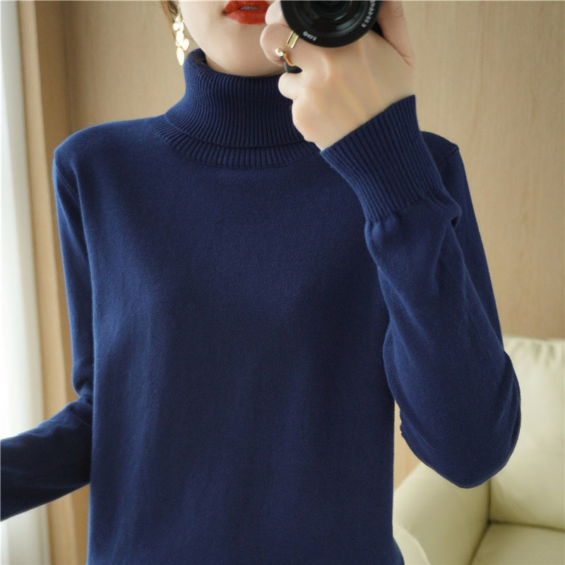 Damen Minimalistischer Feinstrick-Rolli mit hohem Rippkragen und schmaler Passform Drune