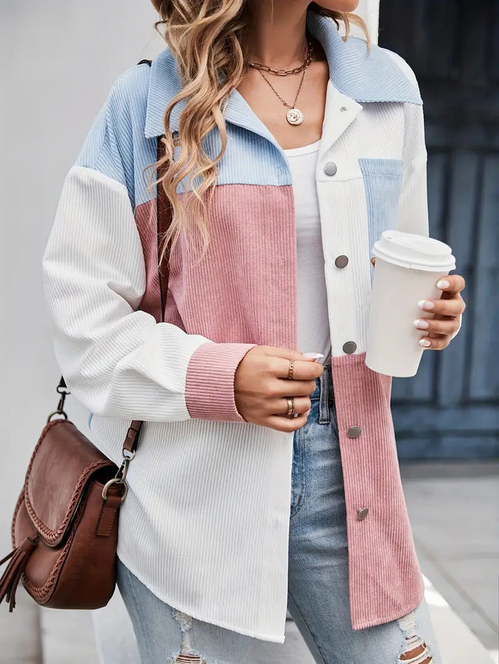 Damen Cordjacke mit Farbblockdesign Drune