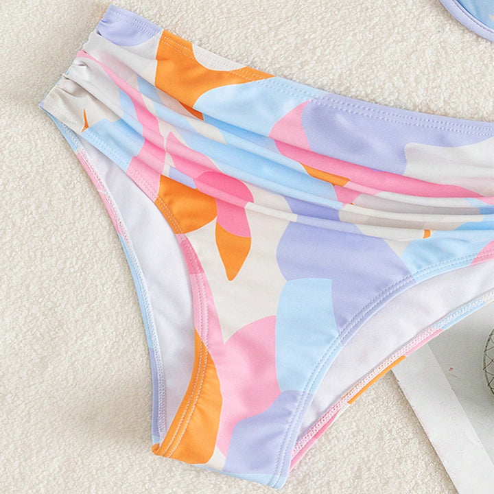 Damen Designer-Bikini mit asymmetrischem Oberteil und hohem Bund Drune