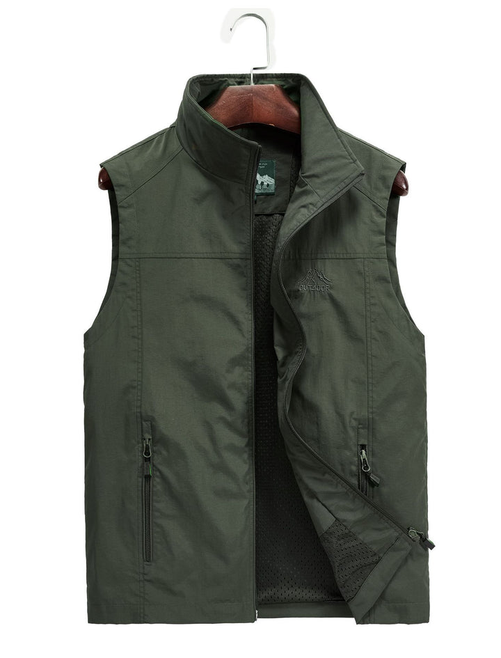 Herren Utility-Outdoorweste mit atmungsaktivem Meshfutter, Reißverschluss‑Taschen und verstellbarem Saum Drune