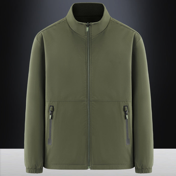 Herren Minimalistische technische Allwetter-Softshelljacke mit Stehkragen und wasserabweisenden Reißverschlüssen Drune