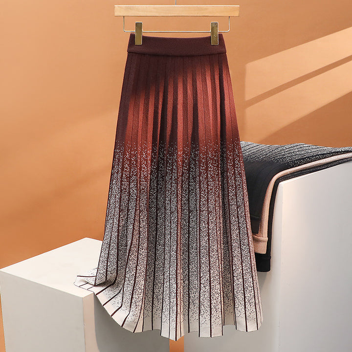 Damen Plissierter Maxirock mit elegantem Farbverlauf Drune