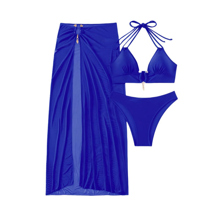 Damen Bikini-Set mit eleganter Wickelrock-Optik und verstellbaren Trägern Drune