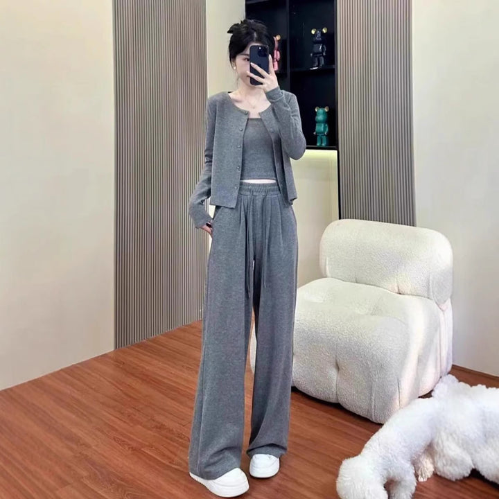 Damen Bequemes und lässiges Strick-Loungewear-Set Drune