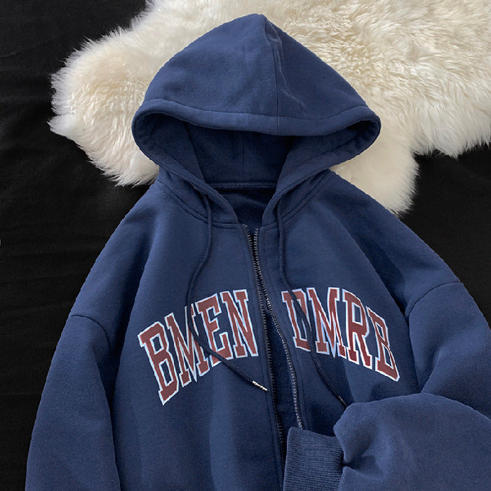 Damen Kapuzenjacke mit durchgehendem Reißverschluss und modischem Aufdruck Drune