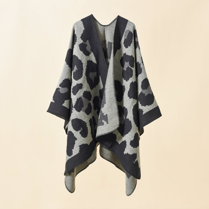 Damen Oversize-Strickruana mit grafischem Jacquard und Zierstich Drune
