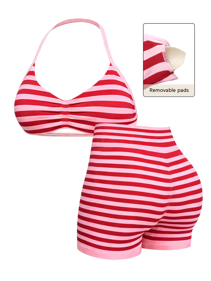 Damen Sportliches Bikini-Set mit hochgeschnittenen Shorts und elastischer Unterstützung Drune