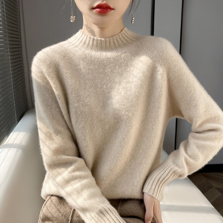 Damen Kurz-Mockneck-Pullover aus flauschigem Mohair-Mix mit kastiger Silhouette Drune