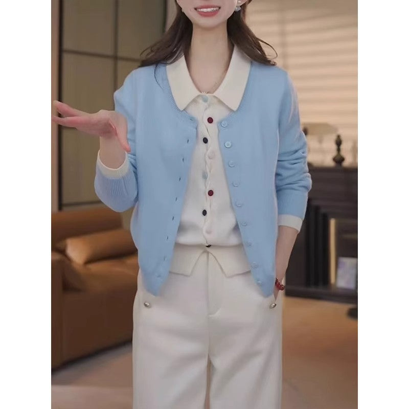 Damen Elegante Strickjacke mit Knopfdetails Drune