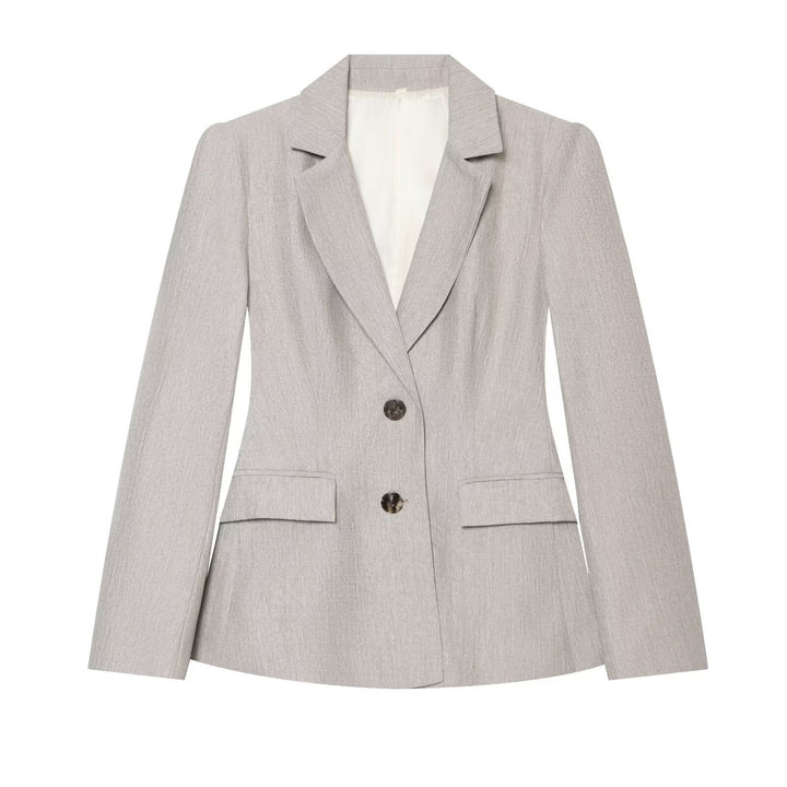 Damen Taillierter Zweiknopf-Blazer mit Pattentaschen und feiner Struktur Drune