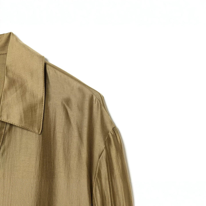 Damen Oversize Tunika Bluse aus schimmernder Crêpe‑Optik mit Hemdkragen und V‑Ausschnitt Drune