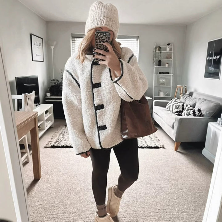 Damen Kuschelige Teddyjacke mit hohem Kragen und praktischen Eingrifftaschen Drune