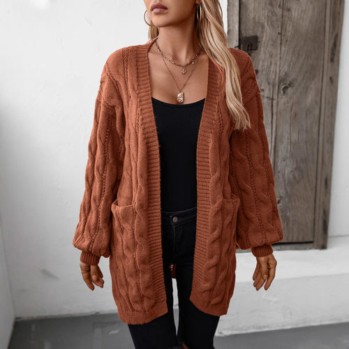 Damen Strickjacke mit V-Ausschnitt und praktischen Taschen Drune