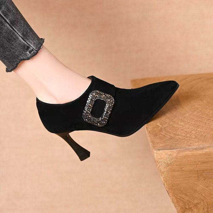 Damen Elegante Stiefeletten mit Glitzerakzenten Drune