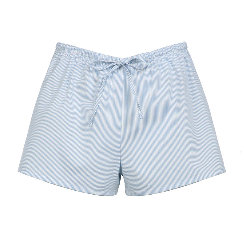 Damen Schlafshorts mit elastischem Bund und dekorativem Kordelzug Drune