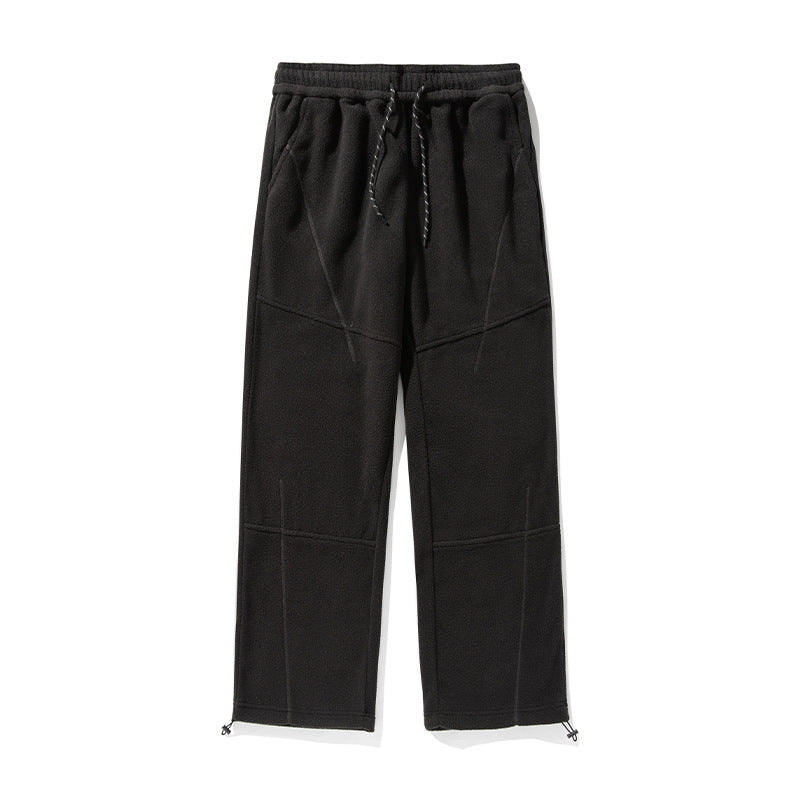 Unisex Weite Fleecehose mit elastischem Bund, Tunnelzug und verstellbarem Beinabschluss Drune