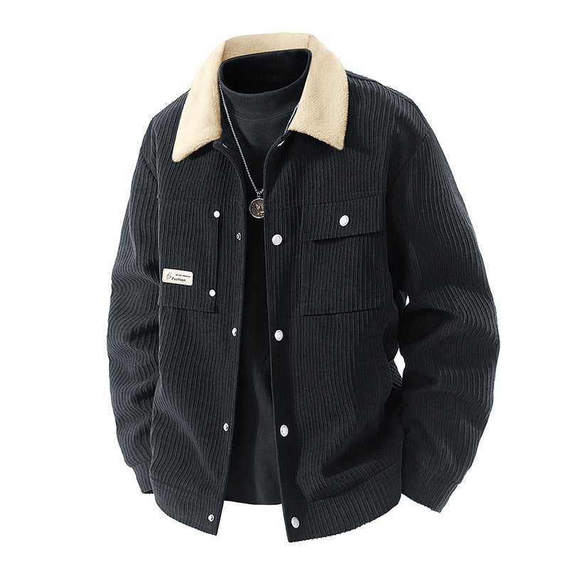 Damen Lässige Cordjacke mit Taschen Drune